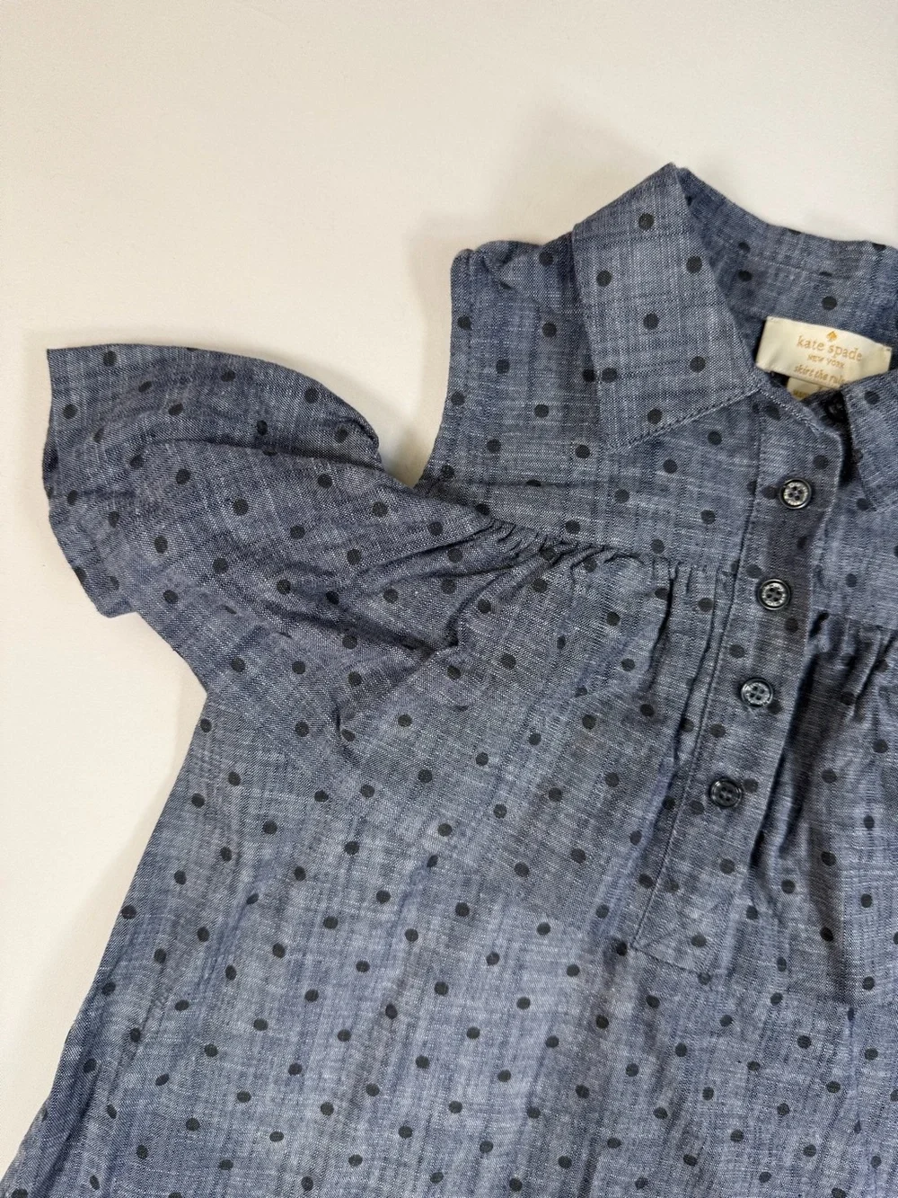 KATE SPADE Girls Polka Dot Cold Shoulder Dress Size 7 Preppy Designer Chic